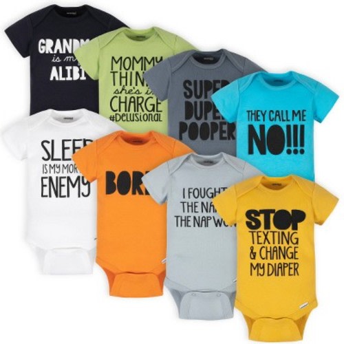Onesies Brand Baby Boys' Bodysuits - Funny - 0-3 Months - 8-Pack