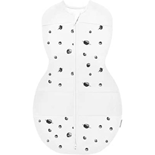 Happiest Baby Sleepea 5-Second Swaddle - 100% Organic Cotton Baby Swaddle Blanket - Doctor Designed Promotes Healthy Hip Development (Ivory Planets, Small)