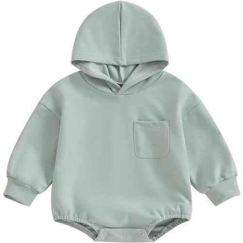 Infant Baby Boy Girl Fall Clothing Blank Hoodies Sweatshirt Romper Long Sleeve Bodysuit Outfit Winter Clothes - B Light Green - 6-12 Months