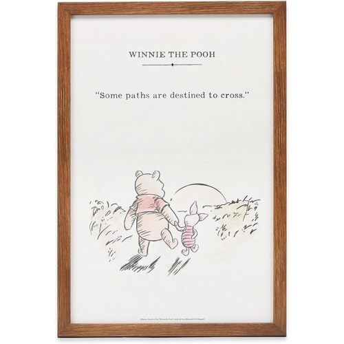Disney Winnie the Pooh Paths Destined to Cross Framed Wood Wall Decor - Large Classic Winnie the Pooh Picture for Kids' Bedroom or Nursery