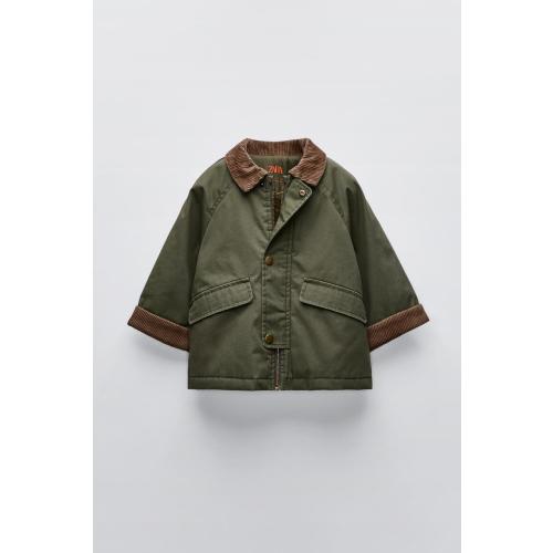 CORDUROY COLLAR WAXED JACKET - Khaki | ZARA United States