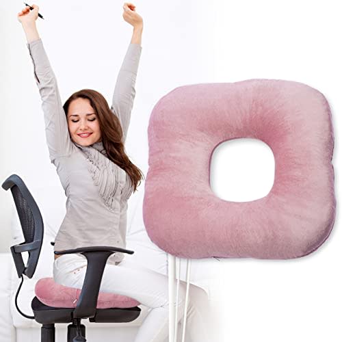 Vinban Stuffed Donut Pillow Seat Cushion | for Tailbone and Coccyx Pain, Hemorrhoids, Bed Sores, Pregnancy, Prostate, Surgery Recovery, Sitting Pressure Relief, for Home, Office and Car (Dusty Pink)