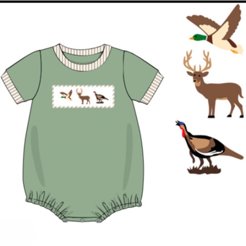 Hand Smocked Wildlife Bubble- 9M