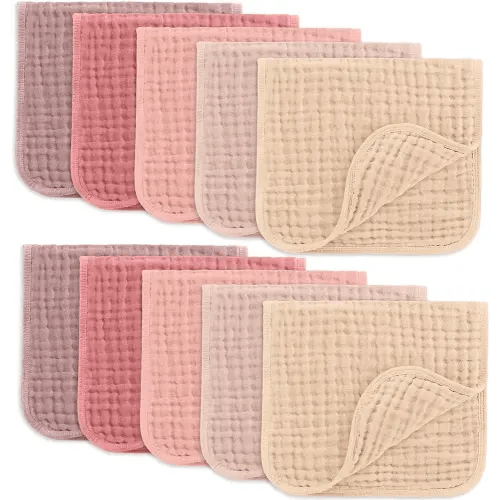 Comfy Cubs Muslin Burp Cloths 20" x 10", Pack of 10 - Large, 6-Layer, Ultra Absorbent 100% Cotton for Baby Drool and Messes - Soft, Safe & Gentle Baby Burp Cloths for Boys & Girls - Multi Girl