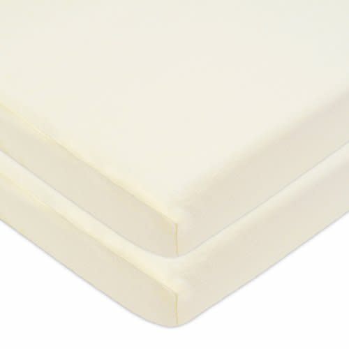 American Baby Company 2 Pack Fitted Pack N Play Playard Sheet 27" x 39", Soft Breathable Neutral 100% Cotton Jersey Pack and Play Sheet, Cream, for Boys and Girls, Fits Most Mini Crib