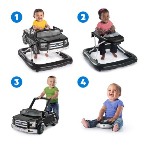 Bright Starts Ford F-150 Ways to Play 4-in-1 Baby Activity Push Walker, Agate Black, Unisex Age 6 months+