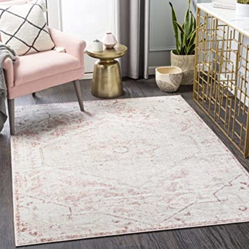 Mark&Day Area Rugs, 8x10 Baflo Traditional Blush Area Rug, Pink White Beige Carpet for Living Room, Bedroom or Kitchen (7'9" x 9'6")