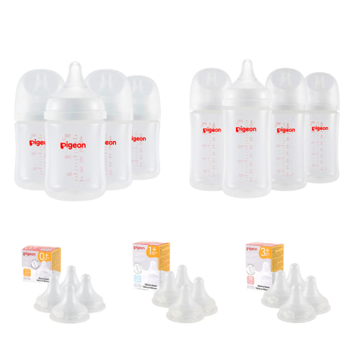 *This brand is preferred because of quality, and the nipple mimics the breast.
PP Wide Neck Baby Bottle Bundle for Newborn(0~3+ m) – Pigeon