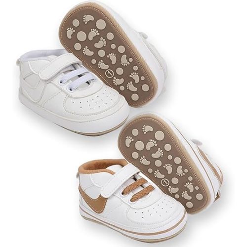 Clowora Unsex Baby Shoes Boys Girls Infant Sneakers Non-Slip Soft Rubber Sole Toddler Crib First Walker Lightweight Shoes