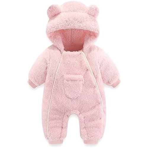 Newborn Baby Bear Onesie Outfit Suit Girls Boys Fleece Jumpsuit Romper Hooded Coat Winter Clothes Outwear Snowsuit