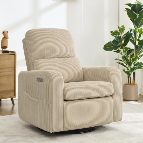 Latitude Run® Breh 35.6"W Power Swivel and Rocker Glider Recliner with USB and Type-C Port | Wayfair