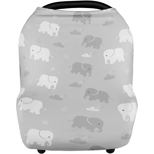 Nursing Cover Breastfeeding, Multi-use Baby Car Seat Covers Boys, Infant Stroller Cover, Stretchy Carseat Canopy, Soft Breathable, Elephant