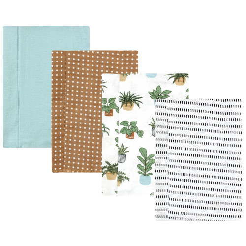 Luvable Friends Hudson Baby Flannel Burp Cloths 4pk, Botanical Plants