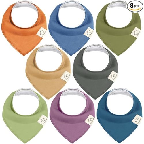 KeaBabies 8-Pack Organic Baby Bandana Bibs for Boys, Girls - Super Absorbent Triangle Baby Bibs for Drooling and Teething Infant, 100% Cotton Extra Soft for Newborn, Infant 0-36 Months (Cruise)