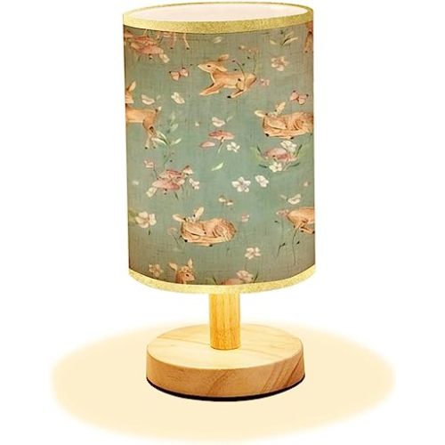 Amazon.com: Minimalist Bedside Table Lamp Baby Deer Watercolor Seamless Fawn Woodland Forest Animals for Nursery Wood Nightstand Desk Base Flaxen Fabric Shade Bedroom Living Room, 5.5x11inch : Baby