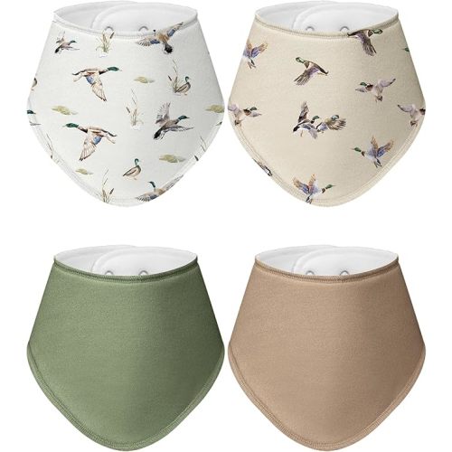 4 Pcs Baby Bandana Bib Cute Baby Nursery Decor Cotton Newborn Infant Feeding Drool Bib for Drooling and Teething Girl Boy