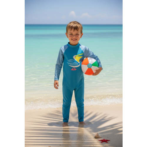 Baby Beach One-Piece Swimsuit | Malibu Blue Happy Pelican