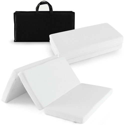 Resenkos Portable Tri-fold Pack and Play Mattress Pad with Gel-Infused Memory Foam-White