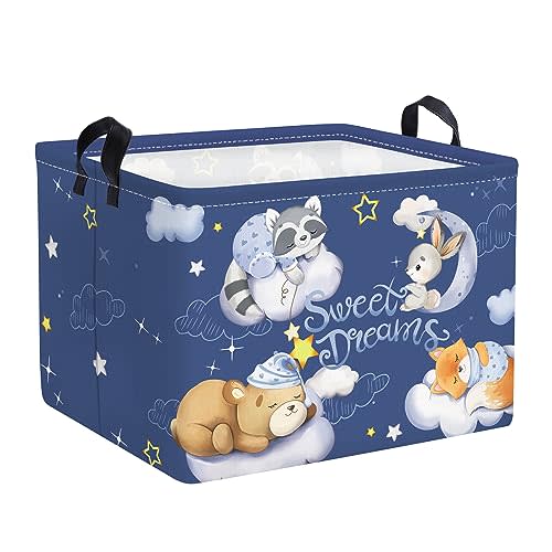 Clastyle Sleeping Animal Blue Portable Foldable Waterproof Laundry Hamper, 36L
