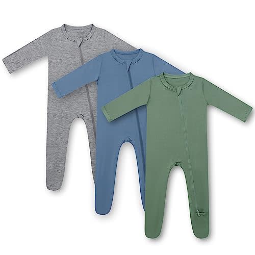 HAPIU Rayon from Bamboo Baby Footed Pajamas, 2 Way Zipper YKK, Footie for Baby Boy Girls, Newborn-24 Months