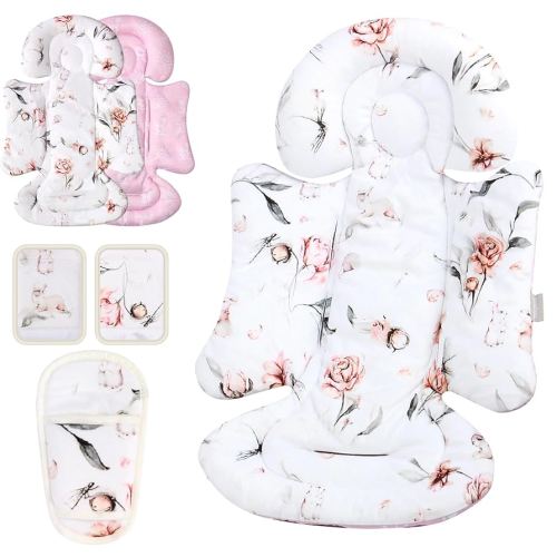 Infant Insert Compatible with 4moms Mamaroo Swing & Graco Swing and Infant Car Seat, Newborn Insert, Baby Head and Body Support, Reversible Design, Breathable Soft Fabric (Floral)