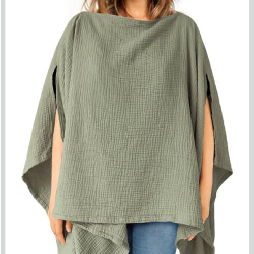 Konssy Muslin Nursing Cover for Breastfeeding, 360° Full Privacy Breathable 100% Cotton Breastfeeding Cover, Multi-use Carseat Canopy