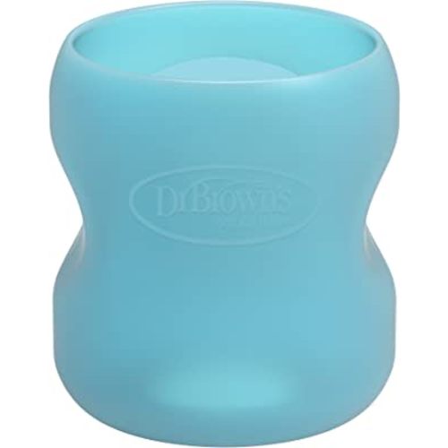 Dr. Brown's Natural Flow Options+ Glass Baby Bottle Sleeves,100% Silicone,5 oz,Wide-Neck,Blue