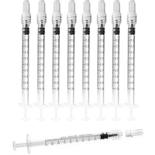1ml Luer Lock Syringe without Needle - 1cc Plastic Syringes, Sterile, Individually Sealed, Pack of 30