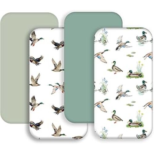 4 Pack Mallard Duck Baby Bassinet Sheets Neutral Unisex Breathable Fitted Nursery Sheets for Baby Girl or Boys (Bassinet Sheet)