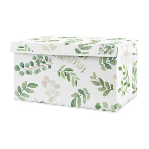 Sweet Jojo Designs Fabric Storage Toy Bin Botanical Green And White