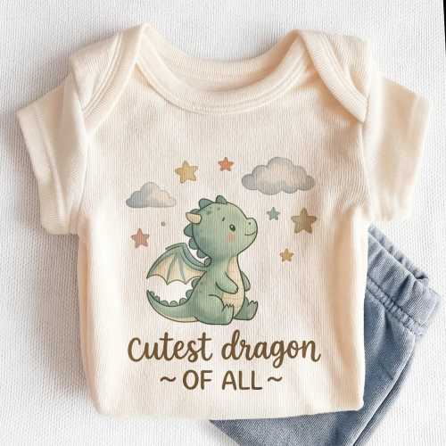 Cutest Dragon Of All Baby Onesie - Cute Dragon Baby Shower Gift Bodysuit