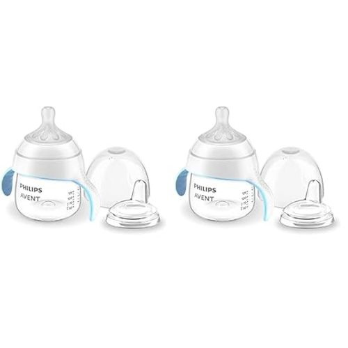 Philips Avent Natural Trainer Sippy Cup with Natural Response Nipple and Soft Spout, 5oz, 1pk, SCF263/01 (Pack of 2) - Clear - 1 Count (Pack of 2) - New Version Trainer Cup