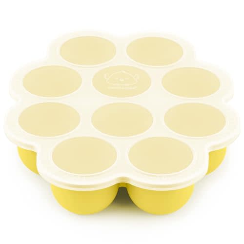 KeaBabies Silicone Food Freezer Trays with Lid, 2oz x 10 Pods Baby Food Storage Containers, Easy Puree Meal Prep, Breast Milk Silicone Freezer Molds, Dishwasher, Microwave Safe, BPA-Free (Sunshine)