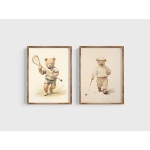 Ralph Lauren Sports Nursery Art Golf Kids Room Print Lacrosse Art Nursery Polo Bear Art Kids Teddy Bear Decor Nursery by Bespoke Littles