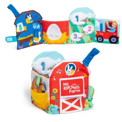 Ms. Rachel Official Sensory Learning Plush Farm Toy, Foldable Baby Book for Babies Ages 3 Months to 18 Months