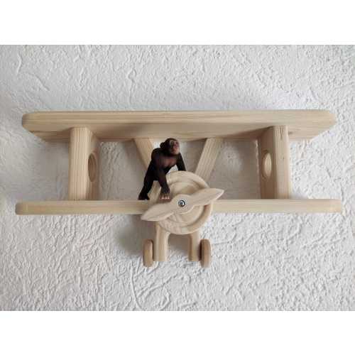 Airplane shelf size M 35x17x7 cm children's room wall shelf wood Tonie Schleich figures aviator pilot upcycling sustainable