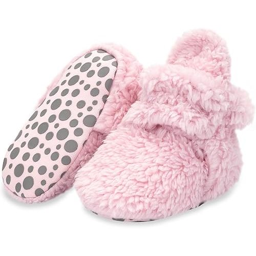 Zutano Unisex Furry Baby Booties with Grippers, Organic Cotton Lining, Baby Registry Must Haves