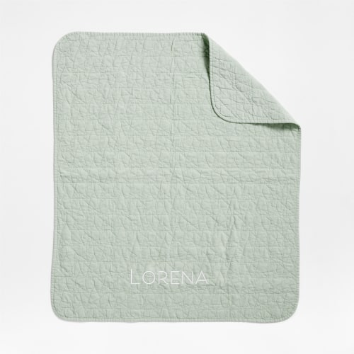 Personalized Sunwashed Seafoam Green Star Organic Cotton Baby Crib Quilt