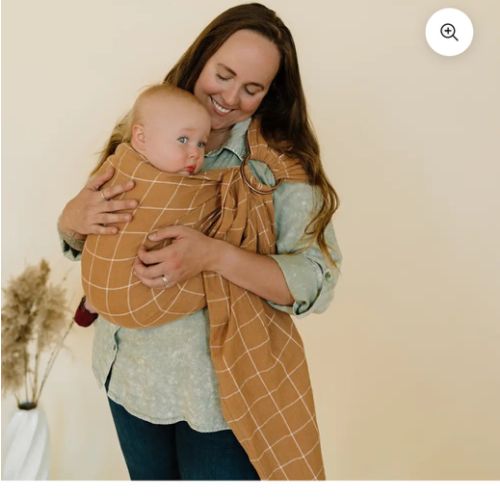 Harvest Ring Sling - Brown and White Grid Baby Carrier