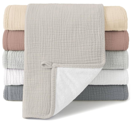 Bearmoss Muslin Burp Cloths, 100% Cotton Baby Burping Clothes, Large Extra Soft Absorbent for Unisex Newborn Boy and Girl, 20x10in, 6 Pack