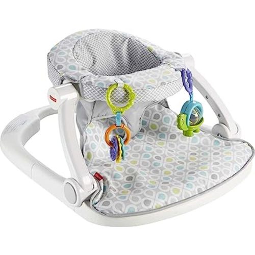Fisher-Price Portable Baby Chair Sit-Me-Up Floor Seat With Developmental Toys & Machine Washable Seat Pad, Honeydew Drop
