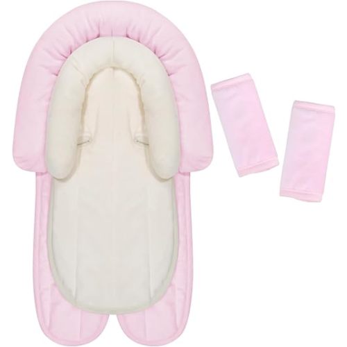 COOLBEBE New Babybody Support & Strap Covers Set for Newborn Infant Toddler- Extra Soft Stroller Cushion Pads Car Seat Insert, Perfect for Carseats, Strollers, Swings, Pink