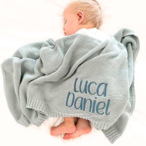 Embroidered Baby Blanket, Personalized Baby Blanket, Cozy Soft Cotton Knit Custom Name Blanket, Baby Gift Gift for Newborns Baby Shower Gift