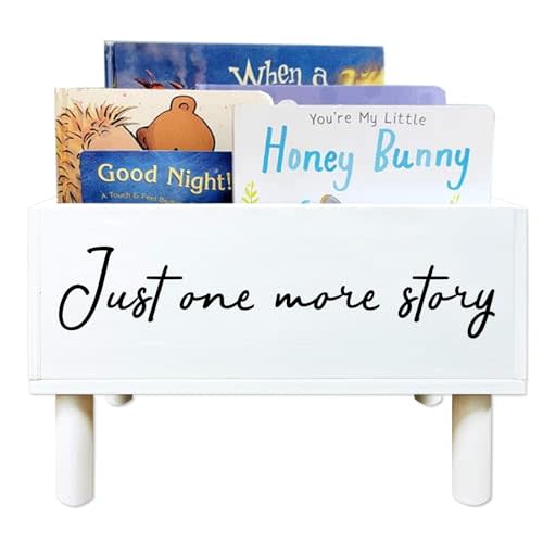 Just One More Story Wooden Book Storage with Legs, Floor Book Display, Kids Book Rack Bin Bookcase for Nursery