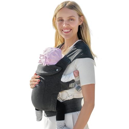 GROWNSY Baby Carrier, Cozy Baby Wraps Carrier, Ergonomic Baby Carrier Newborn to Toddler with Head Support, Deep Grey