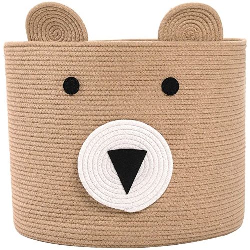 Large Cotton Rope Basket - Woven Laundry Hamper & Cloth Storage Bin for Bedroom - Beige, 18"x15"