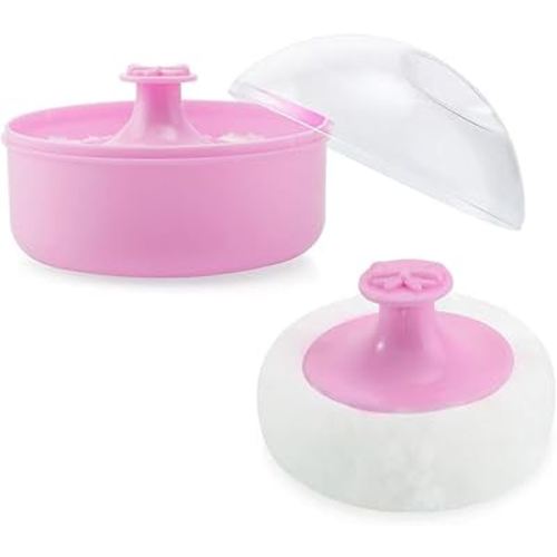 PandaEar Baby Body Cosmetic Powder Puff, Baby Powder Box, Soft Body Powder Puff and Container Case for Baby (Pink)
