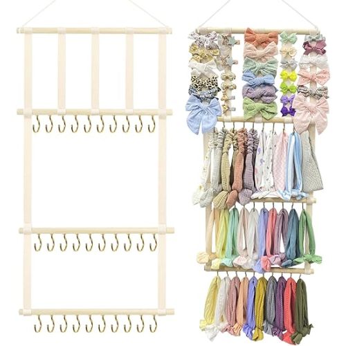 POVETIRE Baby Headbands Holder, Hair Bows Organizer for Baby Girls Hair Accessories Storage Hanging Display Stand for Wall Room Nursery Decor