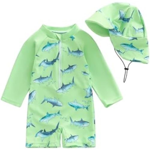 Hnyenmcko Baby/Toddler Boy Rash Guard Swimsuit Long Sleeve One Piece Zipper Swimwear Sunsuit Infant Bathing Suit Beachwear