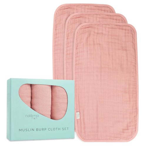 Ultra Soft Muslin Burp Cloths - Misty Rose - 3 Pack – Natemia
